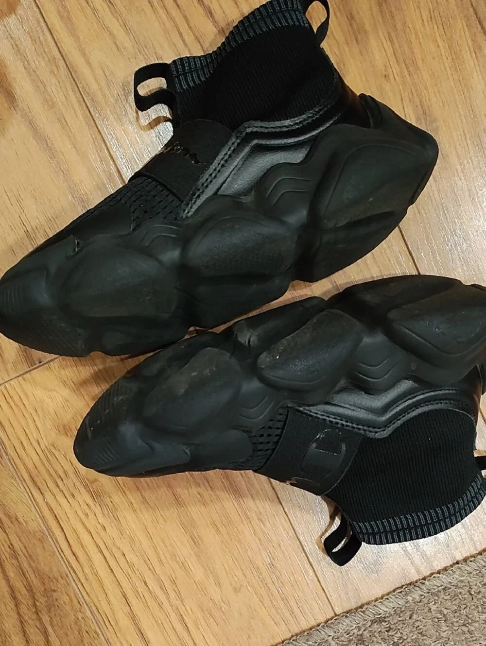 Champion Kids Black High-Top Knit Strap Sneakers
